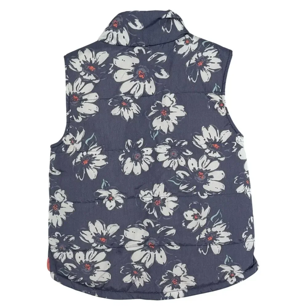 OshKosh Floral Puffer Vest Girls 6 6X Blue Coral Lightweight Layer